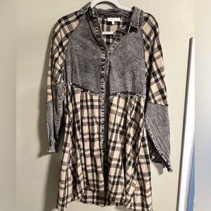 Black denim and plaid VICI dress